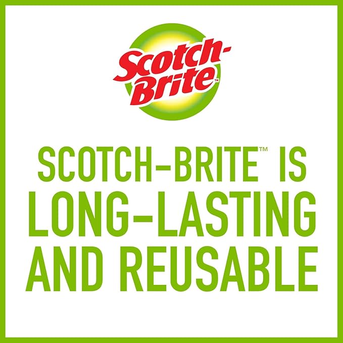 Scotch-Brite Heavy Duty Scouring Pad,Dish Scrubber for Kitchen + Outdoor,8 Scrub Pads for Uncoated Pots and Pans,Cast Iron Cooktops,Grill Grates,Oven Racks,& BBQ,Durable,Long-Lasting,(Pack of 12) - Image 8