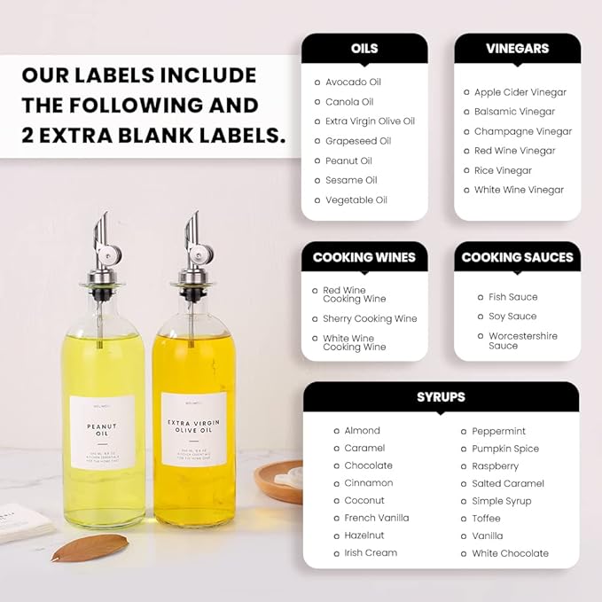 Molimoli Oil and Vinegar Dispenser with Metal Pour Spout, Weighted Pourer, Glass Bottle Dispenser for Kitchen, Olive Oil Cruet, Glass Olive Oil Bottle | 500ml, Set of 2 - Image 3