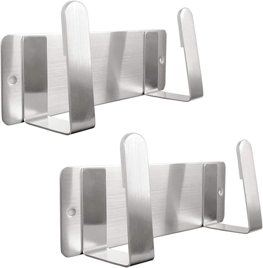 Pot Lid Rack, Wall Mounted 304 Stainless Steel Pan Lid Organizer Holder, 3M Self Adhesive, Kitchen Cooking Utensil Tool (Silver, Set of 2) by YOUGRIDDA