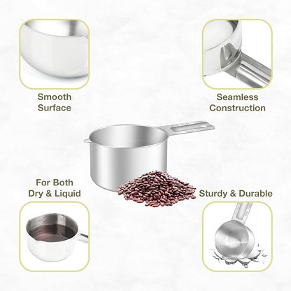 2PCS 3/4Cup (180ml, 6oz) Single Measuring Cup, Etched Inner Scale Stainless Steel Measure Scoop, Metric and US Measurement, Dishwasher Safe - Image 5