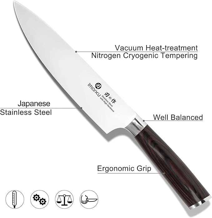 imarku Japanese Chef Knife - Sharp Kitchen Knife 8 Inch Chef's Knives HC Steel Paring Knife, Unique Gifts for Men and Women, Gifts for Mom or Dad, Kitchen Gadgets with Gift Box, Mothers Day Gifts - Image 2