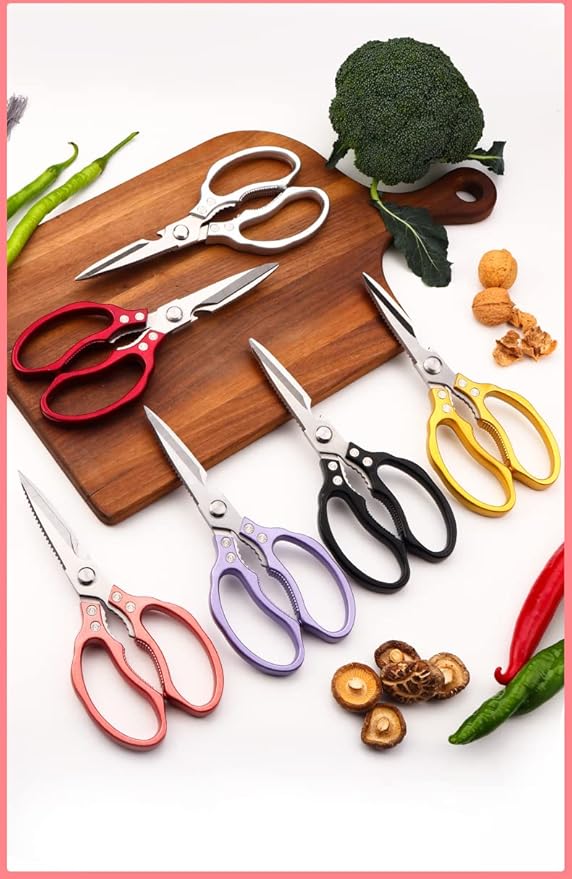 AWinjoy Heavy Duty Sharp Kitchen Scissors, Dishwasher Safe, Cooking Shears for Meat, Chicken, Fish, Poultry, Herb, Bread (Black) - Image 6