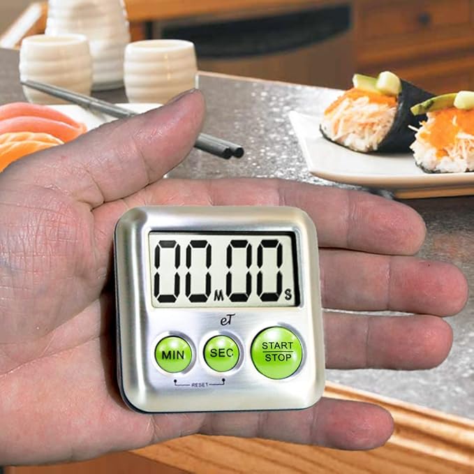 Elegant Digital Kitchen Timer Stainless Steel - Lime - Strong Magnetic Back - Kickstand - Loud Alarm - Large Display - Auto Memory - Auto Shut-Off (Lime) - Image 5