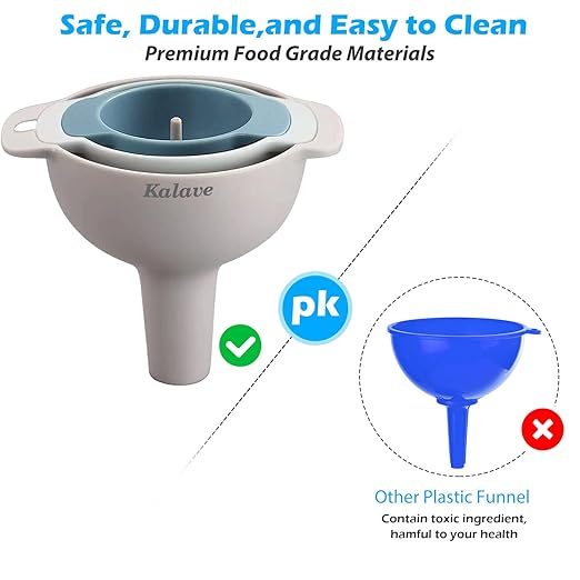 Set of 4 Funnels for Filling Bottles, BPA-Free Food Grade Kitchen Funnels with Detachable Strainer Filter for Kitchen Use Oil, Liquid, Dry Ingredients and Powder - Image 3