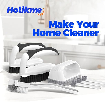 Holikme Deep Cleaning Brush Set, Scrub Pads with Scraper Tip for Pool Walls, Bathroom, Grout, Floor, Bike, Tub, Shower and Kitchen Surface, Abrasive Wheel Brushes (Black) - Image 7