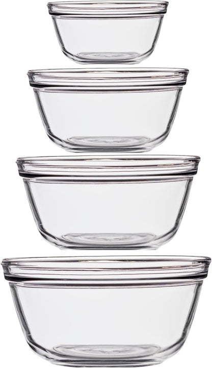 Anchor Hocking 4 Piece Glass Mixing Bowls Set – Durable, Microwave, Oven, and Dishwasher Safe – Perfect for Prep, Mixing, Serving, and Storage – Made in USA by AnchorHocking