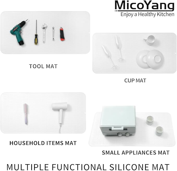 MicoYang Silicone Dish Drying Mat for Multiple Usage,Easy clean,Eco-friendly,Heat-resistant Silicone Mat for Kitchen Counter or Sink,Refrigerator or Drawer Liner White 5XL 36inches x 18inches - Image 4