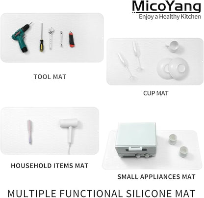 MicoYang Silicone Dish Drying Mat for Multiple Usage,Easy clean,Eco-friendly,Heat-resistant Silicone Mat for Kitchen Counter or Sink,Refrigerator or Drawer Liner White 5XL 36inches x 18inches - Image 4