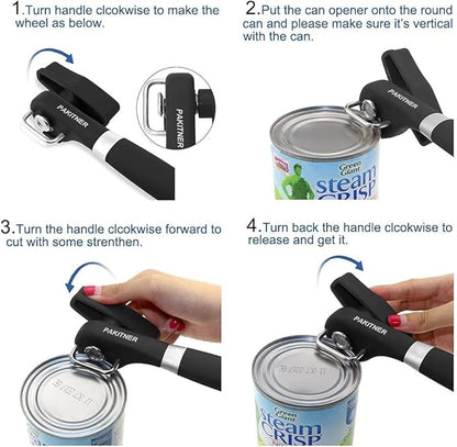 PAKITNER- Safe Cut Can Opener, Smooth Edge Can Opener - Handheld Easy Turn Knob, Manual Can Opener, Ergonomic Smooth Edge, Food Grade Stainless Steel Cutting Tool for Kitchen & Restaurant - Image 9