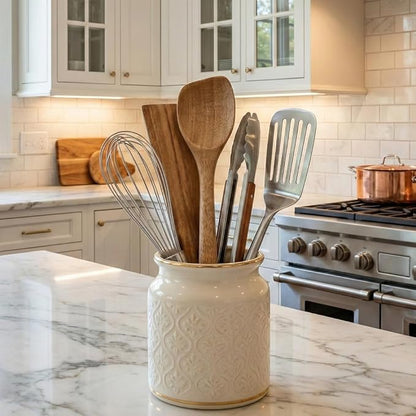 SLATE & ROYCE Wooden Spoon and Spatula Set, 2-Piece Non-Toxic Acacia Wood Cooking Utensils — Long Wooden Spoon for Cooking & Wood Spatula Scraper, Non-Stick, Cast Iron & Stainless Steel