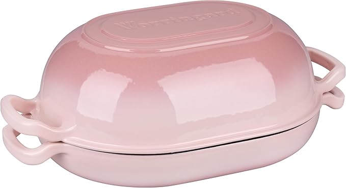 VORRINGARD Enameled Cast Iron Sourdough Bread Oven, Dutch Oven, Loaf Cast Iron Bread Pan for Homemade Bread Baking, Meatloaf Pan with Lid, 7QT, Pink - Image 9