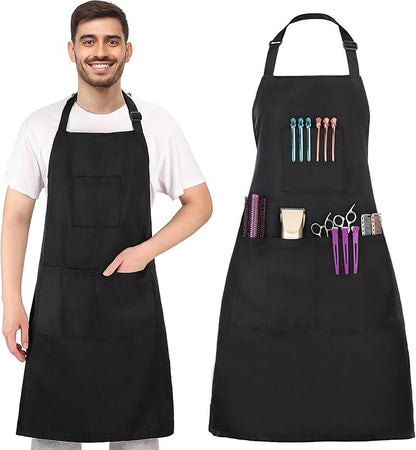 Noverlife Hair Stylist Apron with 4 Pockets, Hair Resistant 34 Inch Long Hairdresser Aprons w/Adjustable Strap for Salon