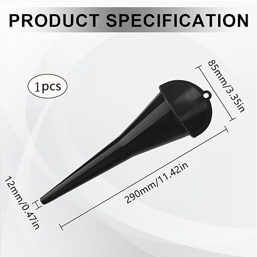 Long-Neck Oil Funnel for Automotive – Multi-Function Plastic Funnel for Oil, Gas & Lubricants – Universal Car Accessory (Black (1-Pack)) - Image 2