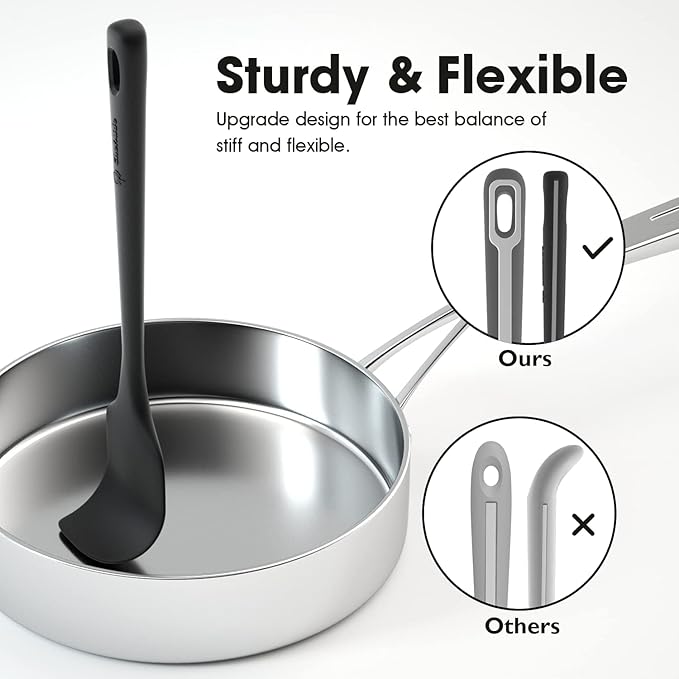 ChefAide 4 Pieces Silicone Spatula Set, Food Grade Rubber Spatula, Upgrade Strong Handle with Ergonomic Grip, Heat Resistant Up to 600°F for Nonstick Cookware, Cooking Baking Mixing - Image 3