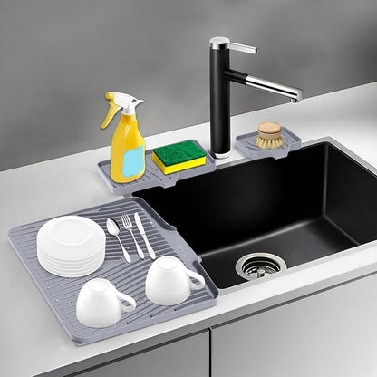 Silicone Dish Drying Mat for Kitchen Counter, Dish Drying Pad, Non-Slip Drain Pad with Built-in Drain, Heat Resistant Stone Drying Mat - Image 6