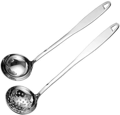 Soup Spoon Stainless Steel Heavy Duty Big Soup Ladle Colander Serving Spoon with Attractive Mirror Finish, Perfect for Hotpot Stirring, Serving Soup, Deep Wide Enough 2PCS (Soup Spoons - 12") by Unknown