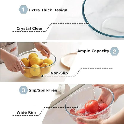 Cuiselect 3pc Glass Mixing Bowls Sets (1.64QT, 1.16QT, 0.85QT), Nesting Mixing Bowls for Cooking Prep, Baking, Storage, Large Salad Bowls Sets-Dishwasher Microwave Freezer Safe - Image 3