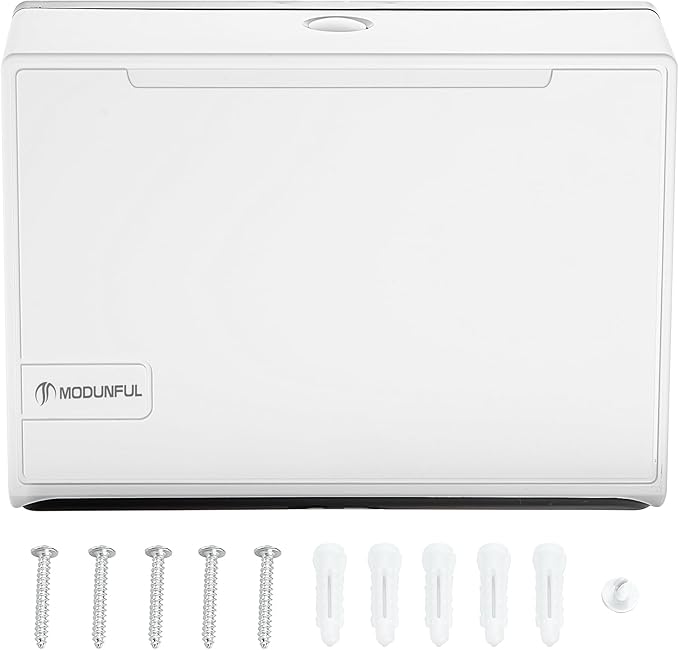 Paper Towel Dispenser for Home Bathroom: Modunful White ABS Multifold Paper Holder with Viewing Window & No-Drill Installation - Image 6