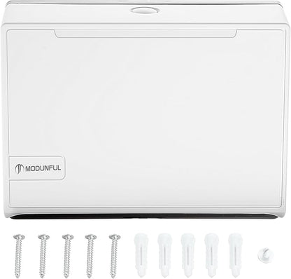 Paper Towel Dispenser for Home Bathroom: Modunful White ABS Multifold Paper Holder with Viewing Window & No-Drill Installation - Image 6