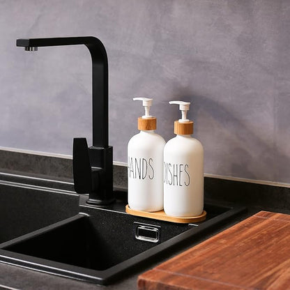 MOMEEMO White Soap Dispenser Set, Contains Hand and Dish Soap Dispenser, Suitable for Kitchen Decor. (White) - Image 2