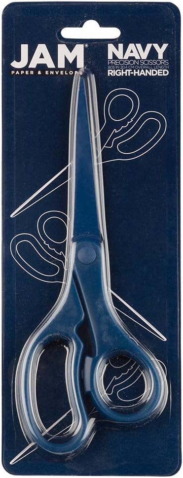 JAM PAPER Multi-Purpose Precision Scissors - 8 Inch - Navy Blue - Ergonomic Handle & Stainless Steel Blades - Sold Individually - Image 4