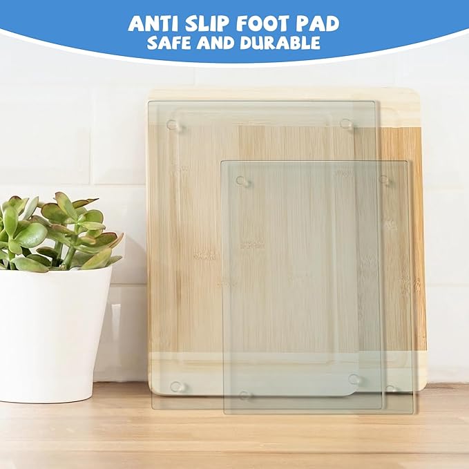 Mymonfif Tempered Glass Cutting Board for Kitchen, Clear Glass Board for Countertop, Heat Resistant, with Non-Slip Feet, 12x16" & 12x8" 2 Pcs Clear - Image 7