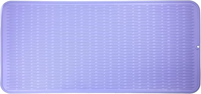 MicoYang Silicone Dish Drying Mat for Multiple Usage,Easy clean,Eco-friendly,Heat-resistant Silicone Mat for Kitchen Counter or Sink,Refrigerator or Drawer Liner Light Purple 5XL 36inches x 18inches by MicoYang