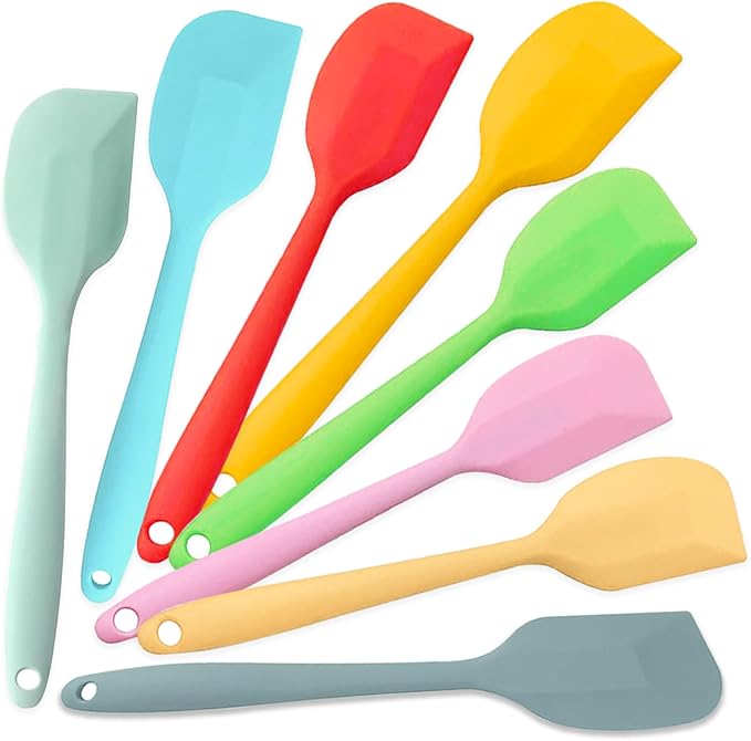 Silicone Spatula,8-pack Spatula Set,11 inch Heat Resistant Non Stick cookware with Stainless Steel for Baking,Cooking,Mixing,Flipping,BPA Free,Dishwasher Safe (11inch Mixed color) by KAKAMINA