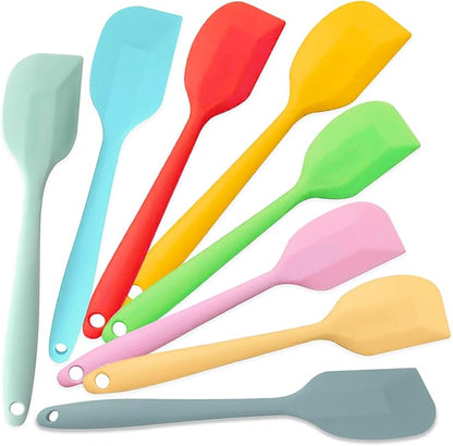 Silicone Spatula,8-pack Spatula Set,11 inch Heat Resistant Non Stick cookware with Stainless Steel for Baking,Cooking,Mixing,Flipping,BPA Free,Dishwasher Safe (11inch Mixed color) by KAKAMINA