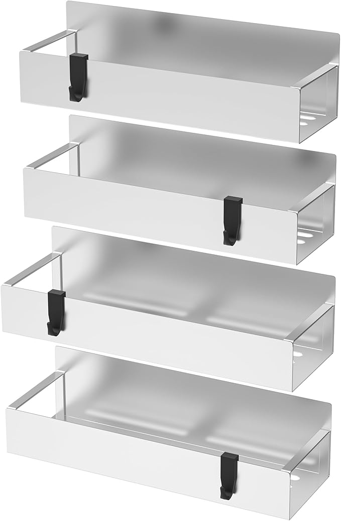 HuggieGems 4 Pack Magnetic Spice Storage Rack Organizer for Refrigerator and Oven, Silver Fridge Organizers and Storage - Image 6
