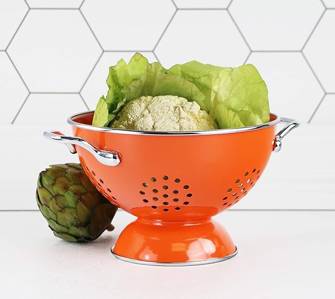 Calypso Basics by Reston Lloyd Powder Coated Enameled Colander, 3 Quart, Orange