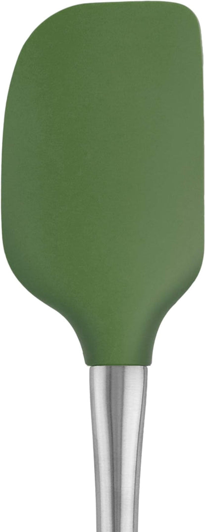 Tovolo Flex-Core Silicone Spatula Metal Handle for Scraping Bowls Mixing & Baking, Dishwasher Safe Heat Resistant Stainless Steel Silicone Spatula for Cast Iron & Nonstick Cookware, Pesto Green