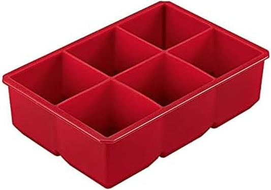 Houdini Large Cube Silicone Tray Ice Mold, 2 pack, RED, 5257595 by Rabbit