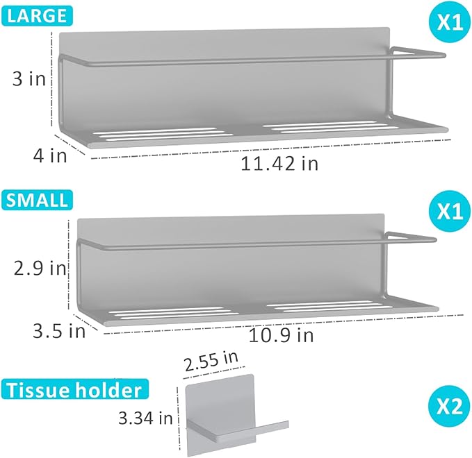 Magnetic Spice Rack For Refrigerator, Space Saving Magnetic Shelf For Fridge Grey 2 Pack With Magnetic Paper Towel Holder - Image 2