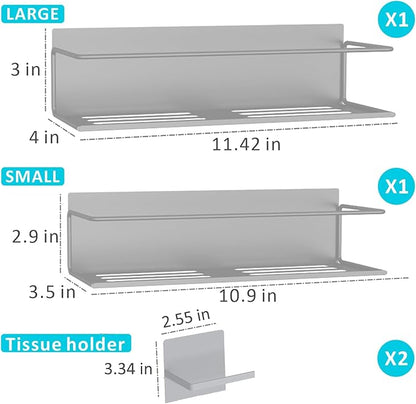 Magnetic Spice Rack For Refrigerator, Space Saving Magnetic Shelf For Fridge Grey 2 Pack With Magnetic Paper Towel Holder - Image 2