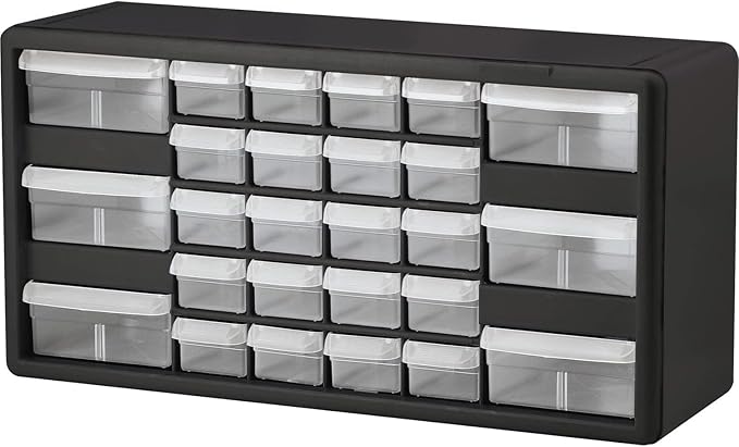 Akro-Mils 26-Drawer Plastic Drawer Storage Cabinet for Garage Organization, Bead Organizer, Building Bricks Storage, Teacher Toolbox, Makeup Organizer, 20" W x 6" D x 10" H, 10126 Black by Akro-Mils