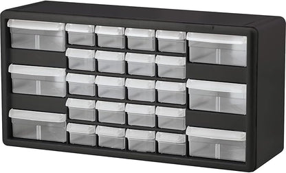 Akro-Mils 26-Drawer Plastic Drawer Storage Cabinet for Garage Organization, Bead Organizer, Building Bricks Storage, Teacher Toolbox, Makeup Organizer, 20" W x 6" D x 10" H, 10126 Black by Akro-Mils
