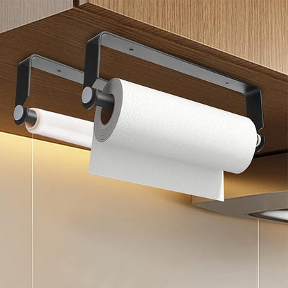 Under Cabinet Paper Towel Holder, Adhesive or Drill Mount Paper Towel Holder, Wall Mount Paper Towel Holders for Kitchen or Bathroom (Black) 2 Pack - Image 5