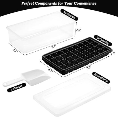 Silicone Ice Cube Tray with Leak-Proof Lid & Storage Bin for Freezer – BPA-Free 36-Piece Nugget Ice Molds, Spill-Resistant Cover & Ice Scoop Container Cover - Image 2