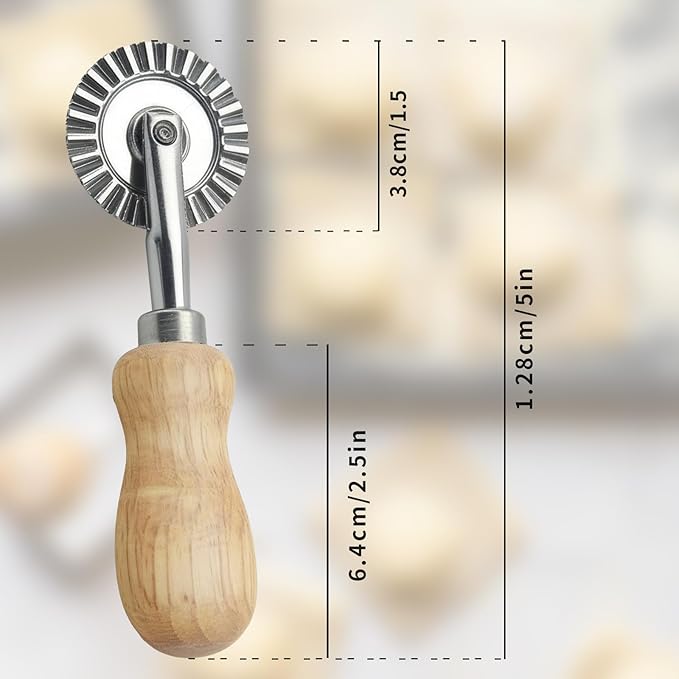 Fluted Pastry Wheel Cutter, 1.5 Inch Pasta Cutter Wheel for Ravioli, Pie Crust & Dough, Pastry Crimper and Pasta Wheel Cutter Tool for Baking, Home Kitchen Use