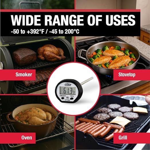 CDN Waterproof Instant Read Digital Thermometer | NSF Certified | ProAccurate® | 5" Stem with Protective Sheath | For Meat, Poultry, Candy | Easy One-Button Operation | DT392 - Image 4