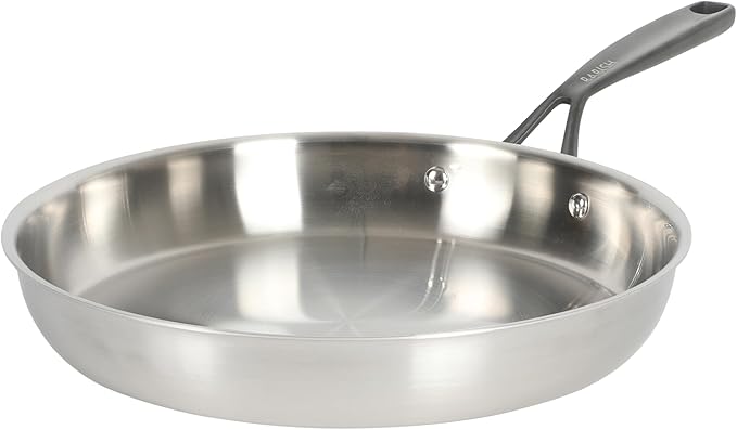 Babish 12-Inch Tri-Ply Stainless Steel Frying Pan with Lid & Black Handle – Professional Grade Skillet for Searing, Sautéing & Even Heat Cooking - Image 3