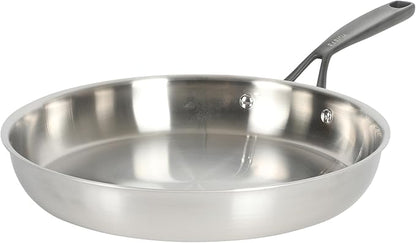 Babish 12-Inch Tri-Ply Stainless Steel Frying Pan with Lid & Black Handle – Professional Grade Skillet for Searing, Sautéing & Even Heat Cooking - Image 3