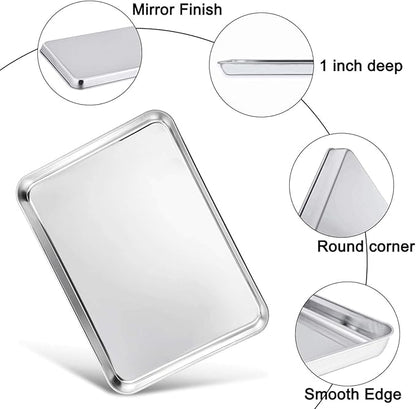 TeamFar Baking Sheet with Rack Set of 4, 20’’×14’’×1.2’’, Half Size Stainless Steel Cookie Sheet Baking Pans with Cooling Rack Set, Non Toxic & Rust Free, Mirror Finish & Easy Clean, 2 Pans & 2 Racks