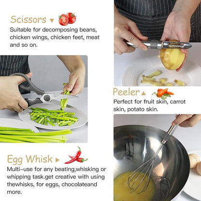 Kitchen Utensil Set-Silicone Cooking Utensils-33 Kitchen Gadgets & Spoons for Nonstick Cookware-Silicone and Stainless Steel Spatula Set-Best Kitchen Tools, Useful Pots (Grey) - Image 6