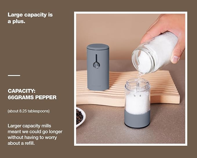 Stainless Steel Electric Salt and Pepper Grinder Set (Wedgwood Blue) - 2 Pack Rechargeable Mills with LED Light, 6 Adjustable Grind Modes & Rustproof Design - Premium Kitchen Tool with USB-C Charging - Image 4