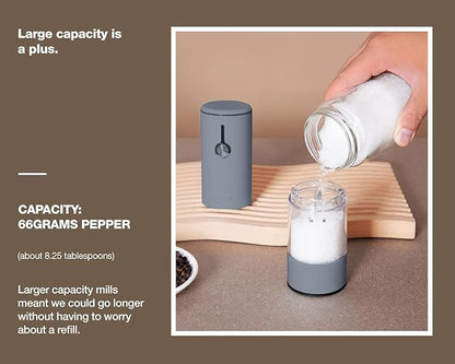 Stainless Steel Electric Salt and Pepper Grinder Set (Wedgwood Blue) - 2 Pack Rechargeable Mills with LED Light, 6 Adjustable Grind Modes & Rustproof Design - Premium Kitchen Tool with USB-C Charging - Image 4