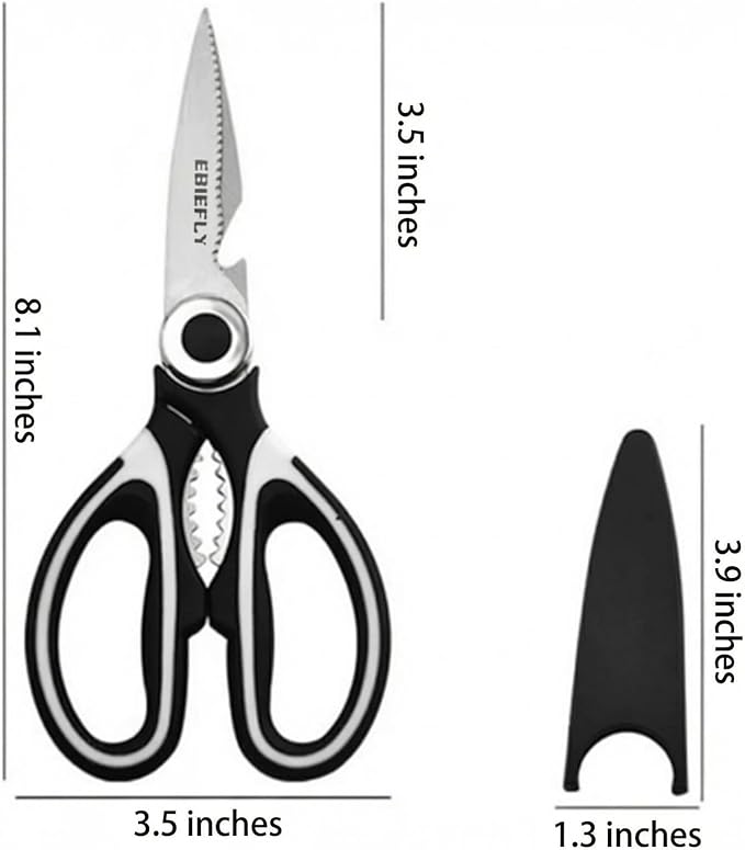 Kitchen Scissors Utility Chopping Scissor Professional Shears for Meat Cutting Sharp Kitchenaid Shears Multipurpose Scissor for Food Outdoor BBQ No Rust + 100 Pcs Plastic Gloves Disposable
