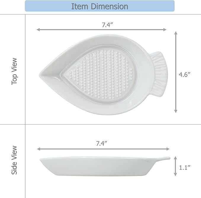 EIKS Ceramic Grater Plate for Grinding Wasabi Ginger Garlic Cheese Carrot Fruits Vegetables, Working for Home Kitchen Cooking Preparation