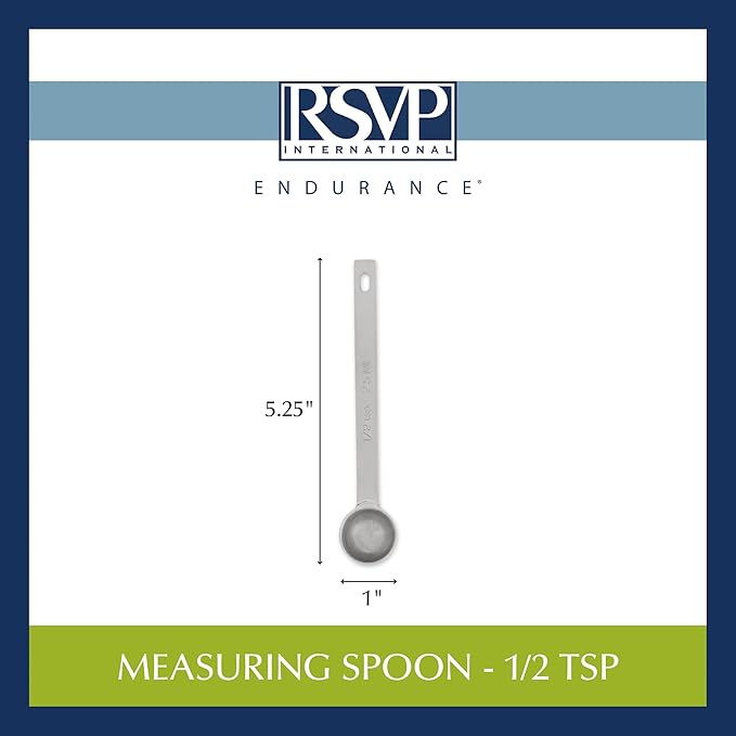 RSVP International Endurance Kitchen Collection Open Stock Measuring Spoon, Stainless Steel, Dishwasher Safe, 0.5-Teaspoon - Image 7